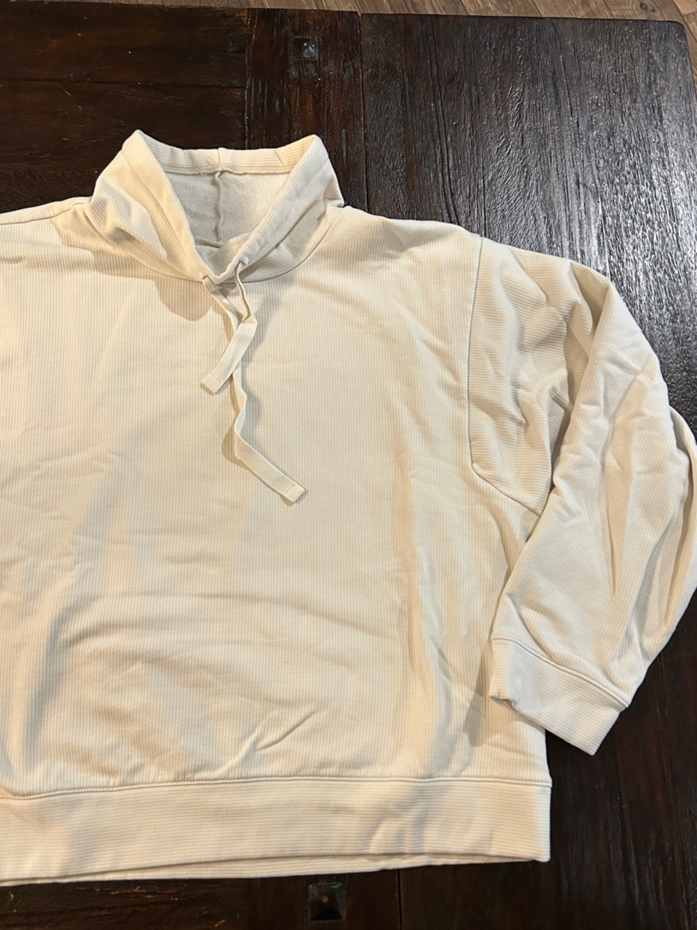 Madewell MWL Ribbed Funnel Neck Sweatshirt in Antique Cream - XL